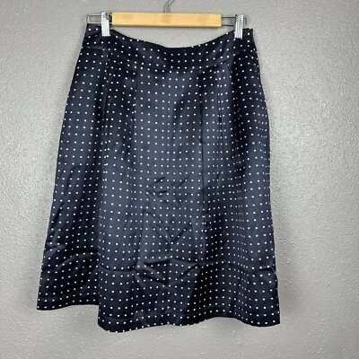 Falda Pendleton Petite Midi Mezcla Seda Talla 6 Azul Marino Blanco Lunares Plisada Retro Foto 1 de 4