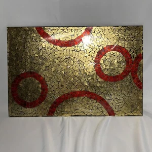 Retro Gold and Red Mosaic Glass Chopping Board Kitchen Worktop Saver Protector - Picture 1 of 8