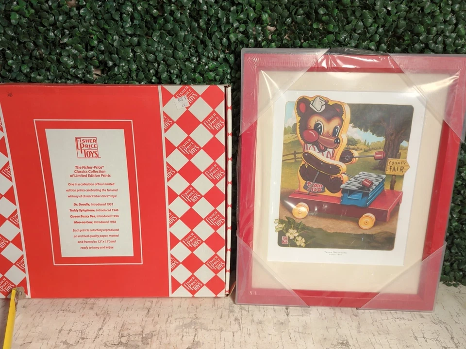 Новый из старых запасов Fisher Price винтажная игрушка плюшевый ксилофон в рамке изображение печати 12 x 15» - Изображение 1 из 4