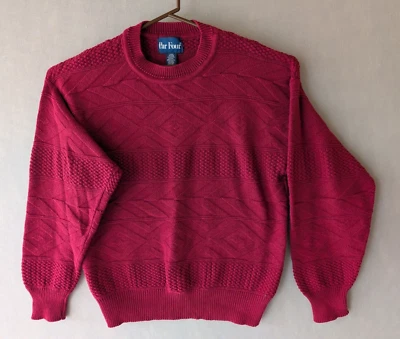 Par Four Cotton Sweater Men's Large - Vintage Made in USA - Loose Knit Burgundy - Image 1 of 3