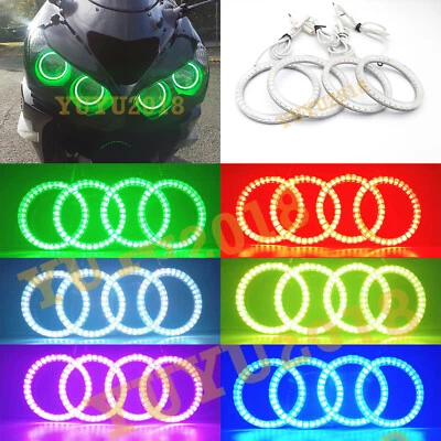 for kawasaki Ninja ZX14 ZX14R ZZR1400 06-20 RGB LED halo ring angel eye DRL lamp - Image 1 of 4