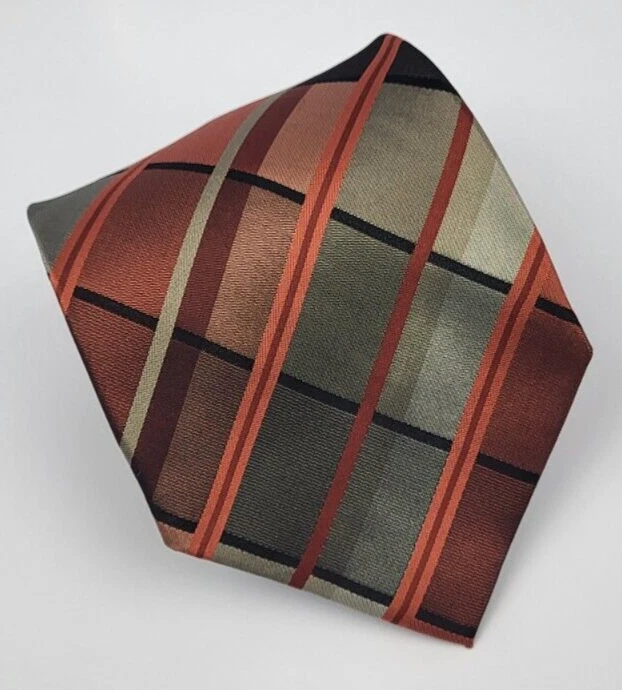 Corbata de seda Crazy Horse Claiborne roja rosa negra gris a cuadros para hombre 57 x 3,75 Foto 1 de 4