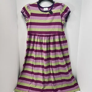 Hanna Andersson Girls Size 140 US 10 Stripe Play Dress Pink Green Short Sleeve - Picture 1 of 6