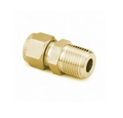 8mm OD Tube x 1/4 MNPT Brass Male Connector Swagelok B-8M0-1-4 - Image 1 of 2