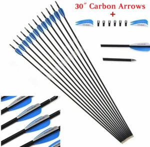 12Pcs 30" Carbon Arrows SP1000 OD 6mm Archery Practice For Recurve/Compound Bow - Picture 1 of 12