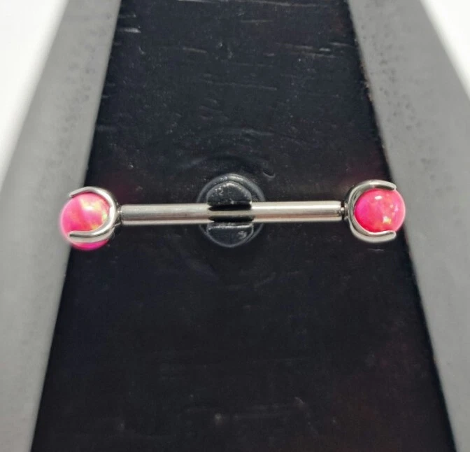  Barra de pezón de titanio con ópalos rosas ajuste sin rosca 12, 14, 16, 18 mm Foto 1 de 1