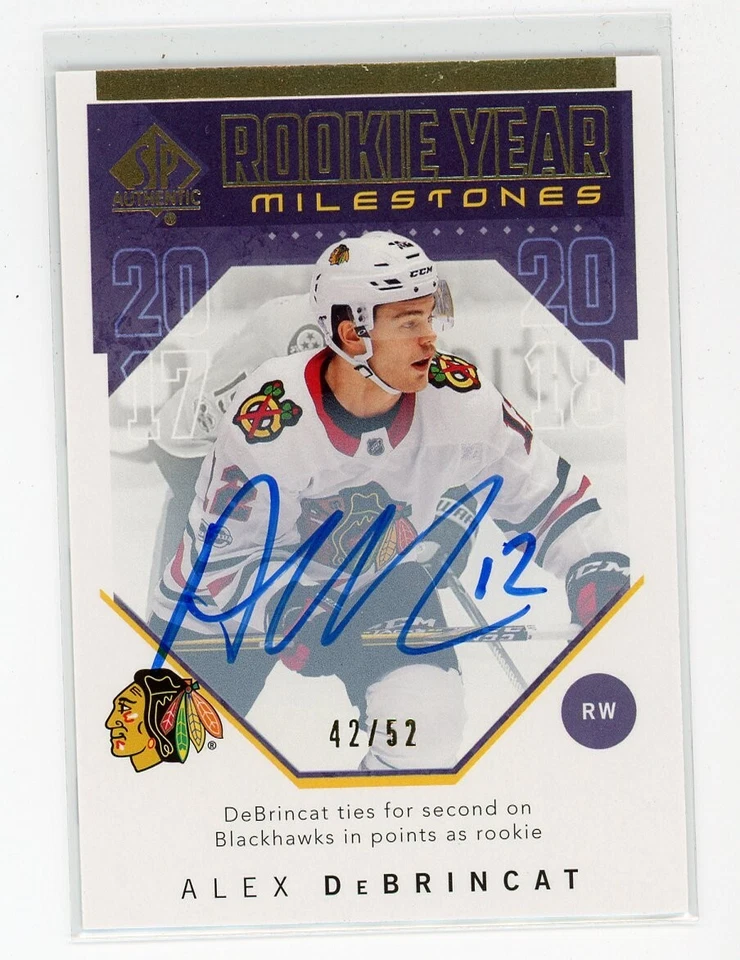 2018-19 SP Authentic Rookie Year Milestones /52 Alex DeBrincat #RYM-AD Auto - Image 1 of 1