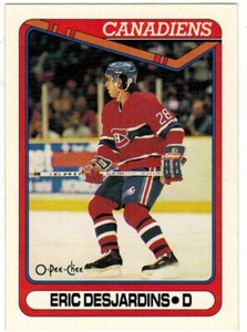 1990-91 O-Pee-Chee Canadiens Hockey Card #425 Eric Desjardins RC NRMT