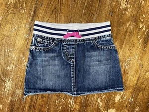 Mini Boden Striped Waistband Jean Skirt | Girls Size 4 - Picture 1 of 8