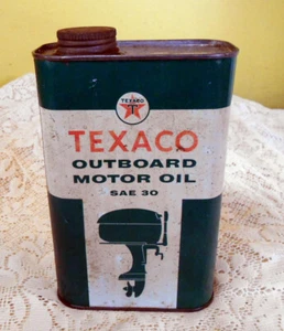 Vintage 1961 TEXACO OUTBOARD MOTOR OIL SAE 30 Can NOS Full - Picture 1 of 5