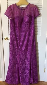 JJ's HOUSE Special Occasion Formal Purple Lace Dress SIZE 12  - Picture 1 of 6
