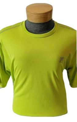Fila Mens Neon Green Short Sleeve Crew Neck  Active Tee Shirt Large L - Image 1 of 4