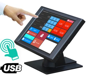 38cm 15" USB TOUCHSCREEN 1024x768 DISPLAY PV760T WINDOWS XP 7 8 10 SCHWARZ MM - Picture 1 of 1