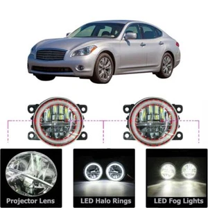 LED Fog Light Kit Angel Eye Rings DRL Daytime Running Lamp Fit For Infiniti Q70 - Picture 1 of 12