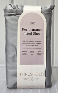 Threshold King Size 100% Cotton Sateen Classic Gray Fitted Sheet Fits Up to 18" - Picture 1 of 6
