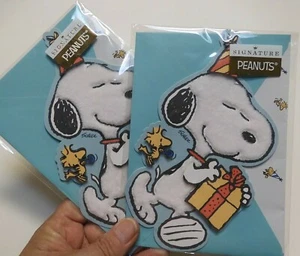 2 Tarjetas Sello Firma Alta Calidad CUMPLEAÑOS SNOOPY Woodstock Peludo - Imagen 1 de 9