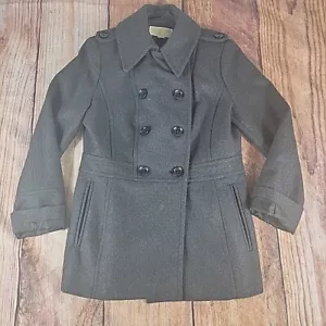 MICHAEL KORS Giacca Cappotto Pea Miscela Lana Nera Taglia Small Abbottonata Calda - Foto 1 di 10