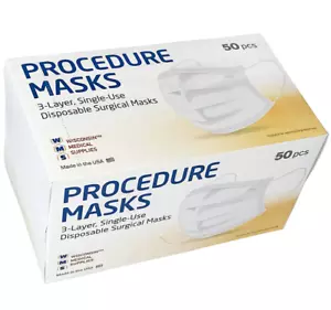 3-lagige Einweg chirurgische Gesichtsmasken, HERGESTELLT IN DEN USA (6 Boxen 300 Stück) - Bild 1 von 6