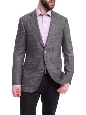 Napoli Slim Fit Gray Tweed Half Canvassed Linen Silk Marlane Wool Blend Blazer - Image 1 of 4