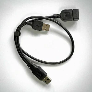 USB 3.0 Female To Dual USB Male 2.0 Y Extension Splitter Extra Power Data Cable - Picture 1 of 3