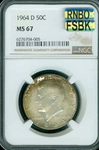 1964 D KENNEDY HALF DOLLAR NGC MS67 PQ MAC RAINBOW RNBO & SPOTLESS * - Picture 1 of 4