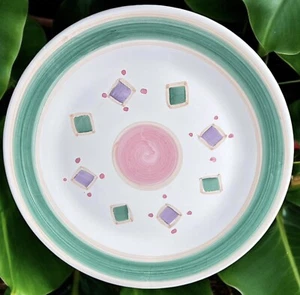 Caleca Belvedere 14" Runde Hackplatte Handbemalt mit Pastell Rautenmuster - Bild 1 von 17