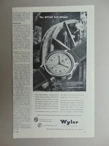 1947 WYLER INCAFLEX WATCH Self-Winder vintage print ad - Picture 1 of 1