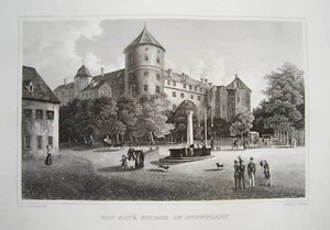 Stuttgart das Alte Schloß alter wunderschöner echter Stahlstich 1842 - Picture 1 of 1