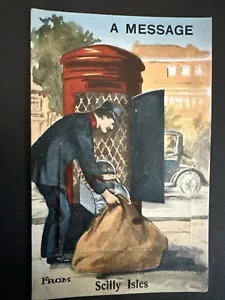 POSTCARD - NOVELTY CARD - A MESSAGE - FROM SCILLY ISLES - Picture 1 of 2