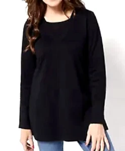 Isaac Mizrahi Essentials Pima Cotton Tunic- BLACK, SMALL - Picture 1 of 1