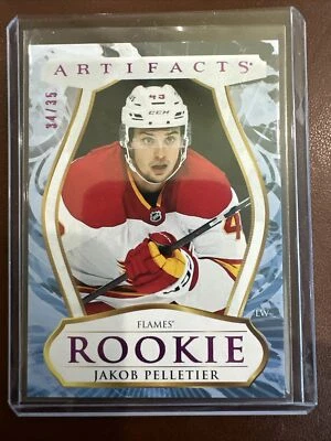 2023 UD Artifacts - Rookie Pink #34/35 - Jakob Pelletier RC - Flames - Image 1 of 2