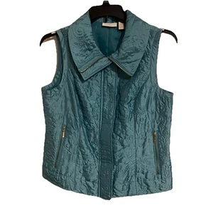 Weekends Chico's Steppweste 1/M Küstenblau Türkis durchgehender Reißverschluss Taschen EUC     g5 - Bild 1 von 7