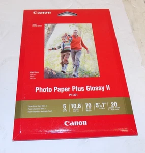 Papel fotográfico Canon Ink 1432C002 Plus brillante II 5" x 7" abierto 17 hojas - Imagen 1 de 1