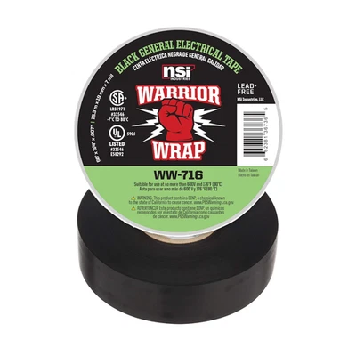 Warriorwrap General 3/4 In. X 60 Ft. 7 Mil Vinyl Electrical Tape, Black - Image 1 of 4
