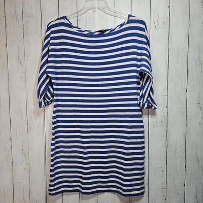 TART COLLECTION Women's Blue Cream Striped Dolan Sleeves Knit Dress Size Large  - Image 1 of 4
