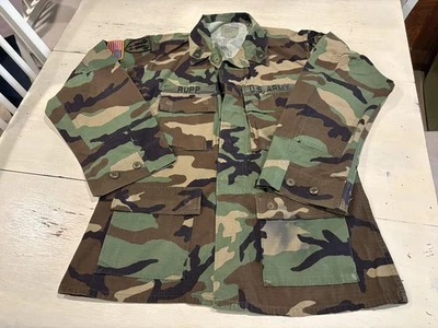 US Army BDU Jacket Mens Medium Regular Woodland Camo Ripstop Patches Field Coat - Image 1 of 4