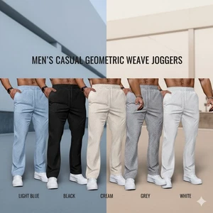 Sportliche Freizeithose lockere Passform Jacquard Gummibund Straßenhose für Herren S-3XL - Bild 1 von 11