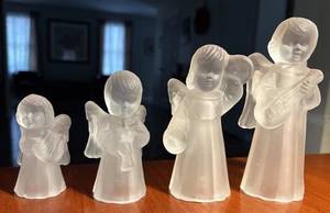 Juego de 4 candelabros cónicos vintage de vidrio esmerilado de ángel de Navidad - Imagen 1 de 10
