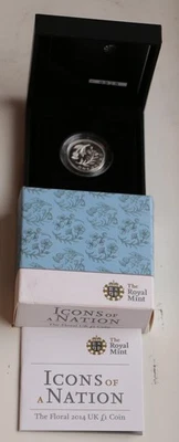 Moneda de 1 £1 UK Icons of a Nation Ireland 2014 floral prueba Foto 1 de 3