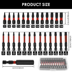 26 Pcs Torx Bit Set T7 to T40 CNC Machined Steel Star Bit Set with Stwya - Picture 1 of 11