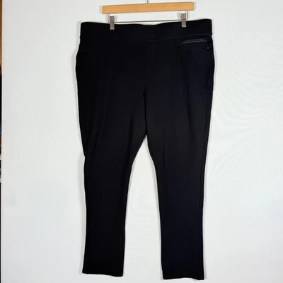 DKNY Mujer XXL Negro Cremallera Bolsillo Ponte Tejido Pantalones Oficina Informal Negocios Mínimo Foto 1 de 4