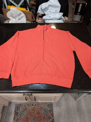 Tommy Bahama Sudadera Pullover Cremallera 1/4 Talla L Color Coral Foto 1 de 4