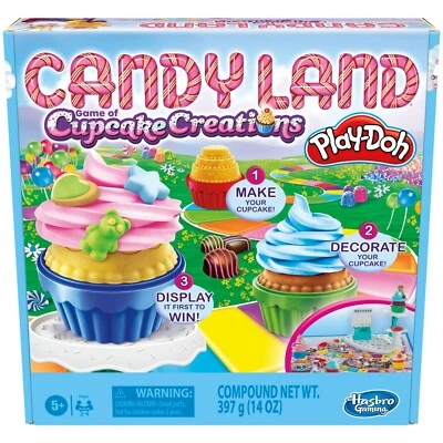 Candy Land Cupcake Creations, Kids Board Game with 7 Play-Doh Cans and Tools NEW - Image 1 of 4