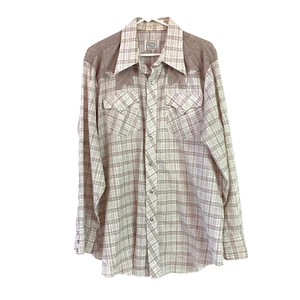 Camisa a presión vintage años 70 H Bar C California Ranchwear a cuadros perla pecho 50" - Imagen 1 de 7
