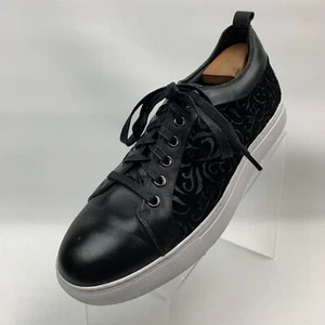 Robert Graham Köder Turnschuhe geprägt schwarz Leder runde Zehenpartie Schnürung Größe 11 - Bild 1 von 11