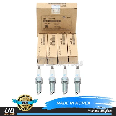 GENUINE 4 SPARK PLUGS for 11-18 ELANTRA TUCSON FORTE SORENTO SOUL OEM 1884611070 - Image 1 of 4