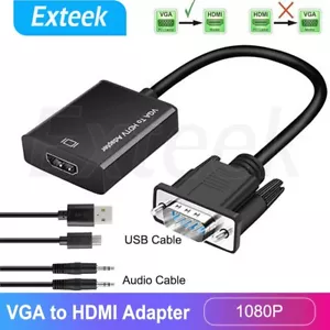 VGA Male to HDMI Female Converter Adapter 1080P Stereo Audio Output USB Power AU - Picture 1 of 12