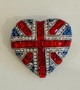Broche Corazón Pequeño Butler Wilson Cristal Esmalte Union Jack Nuevo - Imagen 1 de 1