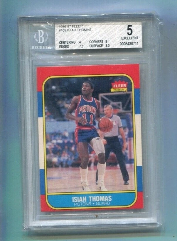 1986-87 Fleer - ISIAH THOMAS - Rookie Card #109 - BGS 5 ( Subs 4, 7.5, 8, 8.5 ) - Image 1 of 1