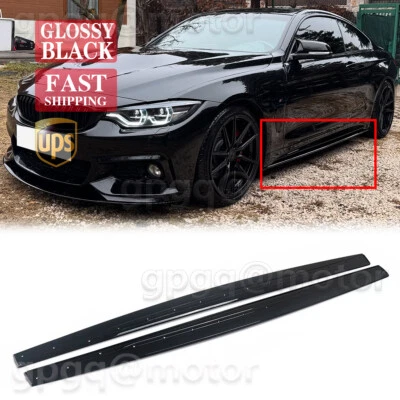 For BMW F32 F33 F36 4 Series M Sport 2014-2020 Glossy Black Side Skirt Extension - Image 1 of 4